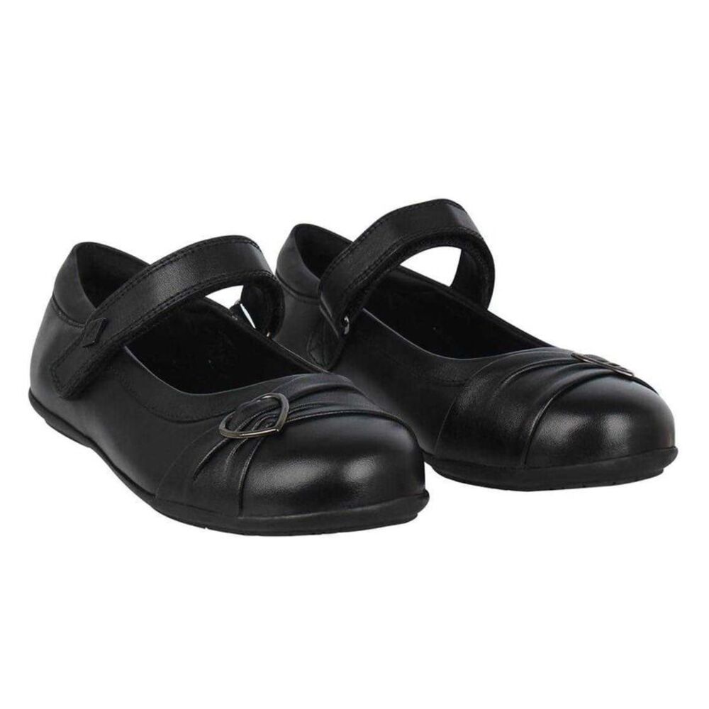 Lee Cooper Girls Loreto Classic Leather Flat School Shoes / Black